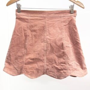 Altar'd State Rose Corduroy Scallop Hem Mini Skirt
